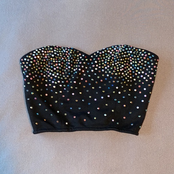 The Eras Tour / Urban Outfitters Rhinestone Bandeau / crop top with back zip - Picture 1 of 7